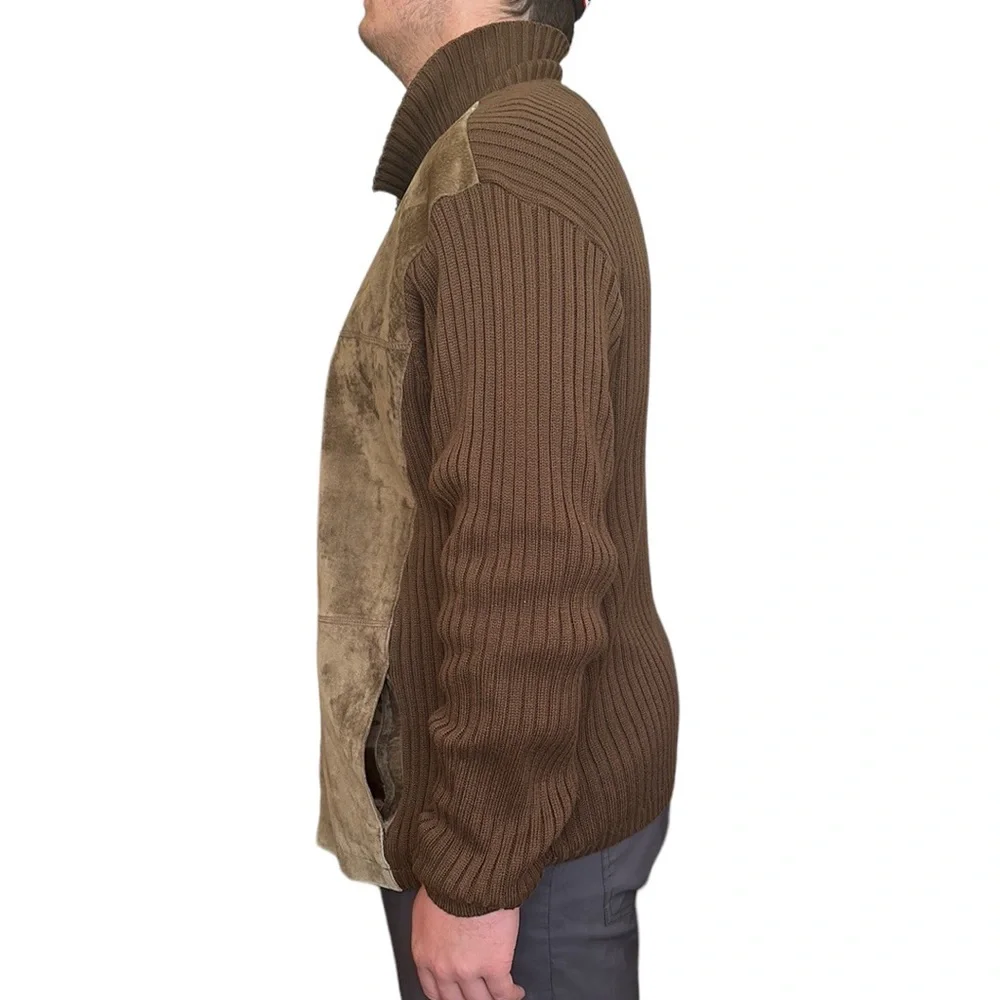 Cubavera Men's Tan Suede and Knit Zip Up Jacket size XL